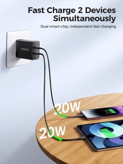 Củ sạc 40W TCF09 Joyroom 2 cổng sạc Type C dùng cho điện thoại Samsung, iPhone