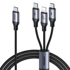 Cáp sạc Joyroom 30W SA21-1T3 Speedy Series 3-in-1 Fast Charging Cable (Type-C to L+C+M) 1.2m-Black