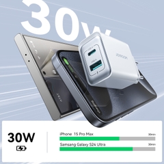 Củ sạc 30W TCF15 Joyroom 2 cổng sạc USB và C dùng cho điện thoại Samsung, iPhone