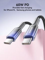 Cáp sạc Joyroom A42 Crystal Clear Series sạc nhanh 60W truyền dữ liệu C to C dùng cho iPhone, iPad