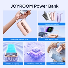 Sạc dự phòng 22.5W Joyroom L012 Colorful 20.000mAh tích hợp cáp sạc điện thoại chứng nhận CCC-FCC-CE