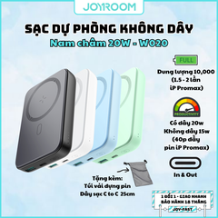 Sạc dự phòng iPhone Joyroom W020 công suất 20W 10000mAh nam châm magsafe với nhiều màu sắc tặng kèm cáp sạc