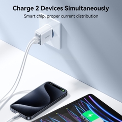 Củ sạc 30W TCF15 Joyroom 2 cổng sạc USB và C dùng cho điện thoại Samsung, iPhone