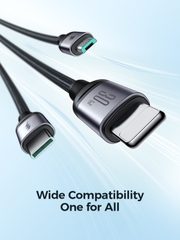Cáp sạc Joyroom 30W SA21-1T3 Speedy Series 3-in-1 Fast Charging Cable (Type-C to L+C+M) 1.2m-Black