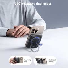 Sạc dự phòng iPhone 22.5W Joyroom PBM12 không dây nam châm tích hợp giá đỡ Ring Holder dùng cho điện thoại không dây iPhone, Samsung
