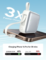 Sạc dự phòng JOYROOM 10000mah PBF27 22.5W siêu nhỏ tích hợp cáp sạc Type C và Lightning dùng cho iPhone 16 , Samsung S24 , Fold