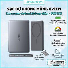 Sạc dự phòng mỏng 20W Joyroom PBM08 ultra thin metal magnetic wireless charging dùng cho điện thoại không dây iPhone, Samsung
