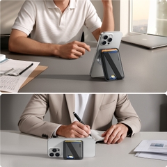 Ví da iPhone Joyroom ZS432 MagSafe Wallet nam châm, aluminum alloy, giá đỡ đa năng