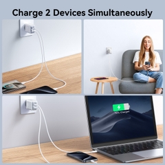 Củ sạc 30W TCF15 Joyroom 2 cổng sạc USB và C dùng cho điện thoại Samsung, iPhone