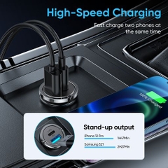 Tẩu sạc nhanh Joyroom A35 45W Mini 2 cổng sạc ring-pull fast car charger