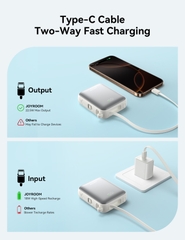 Sạc dự phòng JOYROOM 10000mah PBF27 22.5W siêu nhỏ tích hợp cáp sạc Type C và Lightning dùng cho iPhone 16 , Samsung S24 , Fold