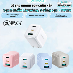 Củ sạc 30W Joyroom TCG14 nhỏ gọn di động 3 cổng sạc Lightning Type-C USB