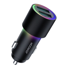 Tẩu sạc ô tô Joyroom CL10 4.8A 2 cổng sạc USB Car Charger có đèn led rgb viền sạc dùng cho xe hơi