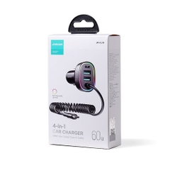 Tẩu sạc nhanh Joyroom CL19 60W 4-in-1 Car Charger với 4 cổng 2USB + 1PD và Type C nối dài