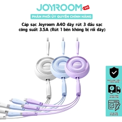 Cáp sạc dây rút 3 đầu Joyroom A40 Colorfulmini Retractable Charging Cable