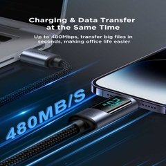 Cáp sạc iPhone Joyroom Prism Series Digital Display Fast Charging Data Cable có màn hình hiển thị công suất nhiều phiên bản sạc type c công suất lên 100w