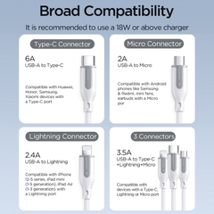 Cáp sạc Joyroom đa năng 3 in 1 S-1T3066A15 Ice-Crystal Series 66W USB to Lightning+TypeC+Micro Fast Charging Data Cable