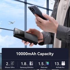 Sạc dự phòng sạc nhanh 22.5W Joyroom PBF19 sử dụng cho điện thoại iPhone, Samsung có màn hình hiển thị và tích hợp 2 cáp sạc