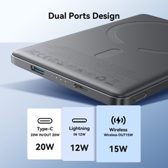 Sạc dự phòng mỏng 20W Joyroom PBM08 ultra thin metal magnetic wireless charging dùng cho điện thoại không dây iPhone, Samsung