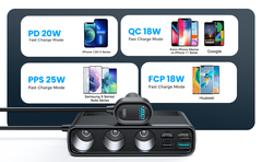 Tẩu sạc ô tô Joyroom CL06 sạc nhanh 154W chia 3 tẩu 6 cổng sạc PD+QC3.0+USB*4 Car cigarette lighter adapter dùng cho xe hơi