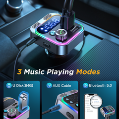 Tẩu sạc ô tô Joyroom hỗ trợ phát nhạc qua Bluetooth CL16 công suất 48W Car Wireless FM Transmitter dùng cho xe hơi 3 cổng sạc có đèn led rgb