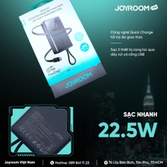 Sạc dự phòng dây rút Joyroom PR1 sạc nhanh 22.5W 10000mAh chứng nhận CCC-FCC-CE