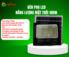 Đèn Pha Led Năng Lượng Mặt Trời 100W ( Vỏ Nhôm )