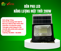 Đèn Pha Led Năng Lượng Mặt Trời 200W ( Vỏ Nhôm )