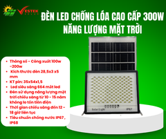 Đèn Led Chống Lóa Cao Cấp 300W Năng Lượng Mặt Trời ( Vỏ Nhôm )