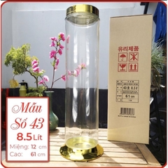 Bình ngâm rượu thủy tinh Hàn Quốc 8,5L hình Trụ H61xD12cm⚡️BAO BỂ VỠ⚡️ Mã 43