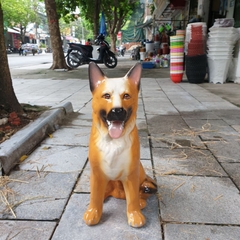 Tượng chó vàng trông nhà gốm sứ Bát Tràng làm mô hình trang trí tiểu cảnh, trang trí bể cá