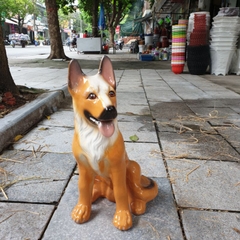 Tượng chó vàng trông nhà gốm sứ Bát Tràng làm mô hình trang trí tiểu cảnh, trang trí bể cá