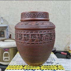 Chum sành ngâm rượu Bát Tràng 10L ,15L,20L,50L hàng Cao Cấp Đắp Nổi Họa tiết Trống Đồng