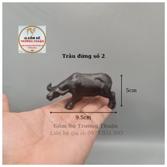 Tượng gốm con Trâu nằm mini phụ kiện trang trí tiểu cảnh hòn nam bộ bể cá chậu
