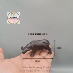 Tượng gốm con Trâu nằm mini phụ kiện trang trí tiểu cảnh hòn nam bộ bể cá chậu