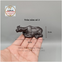 Tượng gốm con Trâu nằm mini phụ kiện trang trí tiểu cảnh hòn nam bộ bể cá chậu