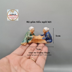 Tượng gốm Lão đánh cờ mini phụ kiện trang trí tiểu cảnh hòn non bộ bể chậu cá