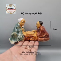 Tượng gốm Lão đánh cờ mini phụ kiện trang trí tiểu cảnh hòn non bộ bể chậu cá