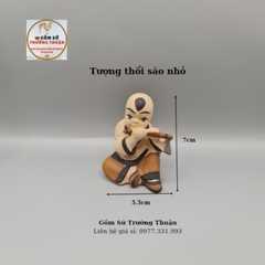 Tượng gốm Bé thổi sáo phụ kiện trang trí tiểu cảnh hòn non bộ bể cá chậu cây bonsai