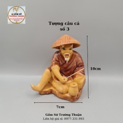 Tượng gốm Lão Ngư Ông Câu Cá phụ kiện trang trí hòn non bộ