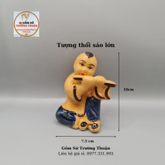 Tượng Chú Tiểu Thổi Sáo Phụ kiện trang trí tiểu cảnh hồ cá, bể cá, hòn non bộ, sân vườn