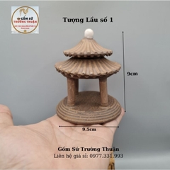 Tượng gốm tháp chùa, mô hình ngôi nhà sàn, nhà rơm làm phụ kiện trang trí tiểu cảnh, trang trí bể cá, hòn non bộ