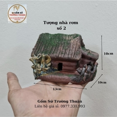 Tượng Nhà Rơm - Gốm sứ Bát Tràng làm mô hình trang trí tiểu cảnh, trang trí bể cá