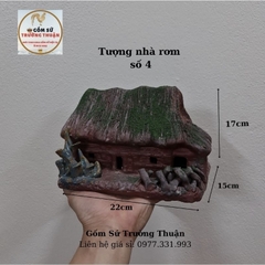 Tượng Nhà Rơm - Gốm sứ Bát Tràng làm mô hình trang trí tiểu cảnh, trang trí bể cá