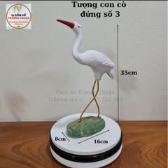 Tượng Con Cò Mỏ Đỏ *FREE SHIP* - gốm sứ Bát Tràng làm mô hình trang trí tiểu cảnh