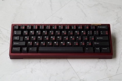 Bộ keycap JKDK White on Black - Red Japanese (Cherry profile / PBT Dyesub)