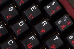Bộ keycap JKDK White on Black - Red Japanese (Cherry profile / PBT Dyesub)
