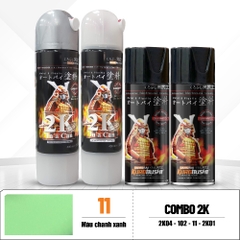 COMBO Sơn SAMURAI màu MÀU CHANH XANH 11 gồm 4 chai đủ quy trình độ bền cao (Lót – Nền 102 - Màu 11 - Bóng )