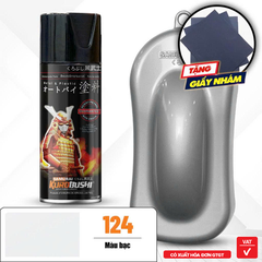 COMBO Sơn xịt SAMURAI màu 124 gồm 3 chai đủ quy trình độ bền cao (Lót – Màu bạc 124 - Bóng ) chuyên dùng cho xe máy
