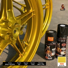 COMBO Sơn Samurai  màu vàng candy Y016 gồm 5 chai đủ quy trình (Lót  -Nền 124 -Màu bạc 1701- Màu Y016 - Bóng )